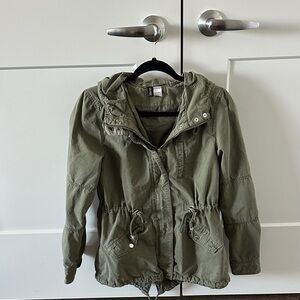 H & M olive green hooded jacket